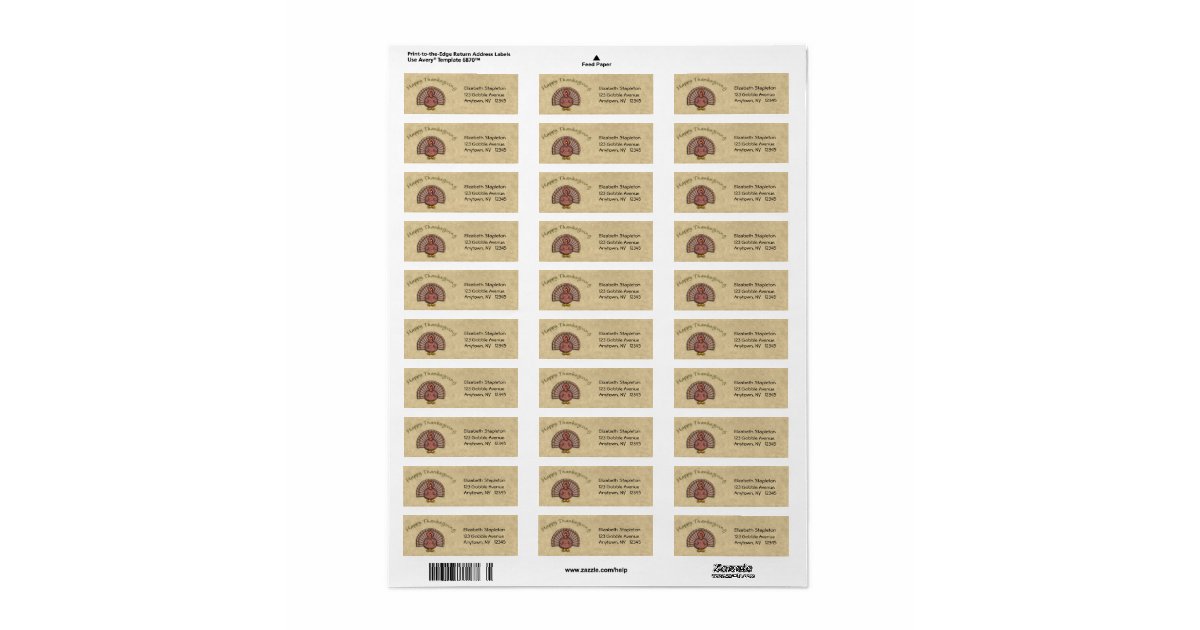 Thanksgiving Turkey Address Label Zazzle