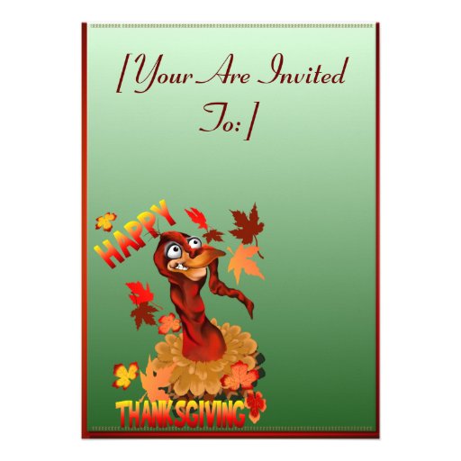 Thanksgiving Turkey and Autumn Leaves invitatio... Custom Invitations