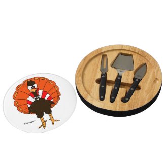 Thanksgiving Turkey Cheeseboard Round Cheese Board