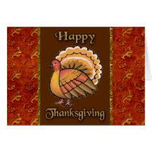 Thanksgiving Turkey Embossed Velvet Look Greeting Card