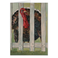 Thanksgiving Turkey Fence Greeting Cards