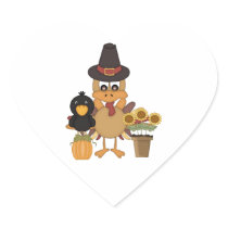 Thanksgiving Turkey Friends Heart Sticker