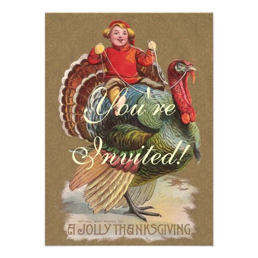 Thanksgiving Turkey Funny Vintage Greetings Custom Invites