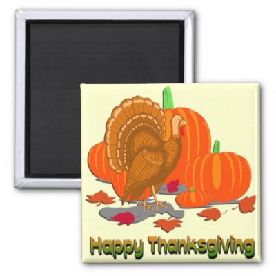 Thanksgiving Turkey Pumpkins Fridge Magnets