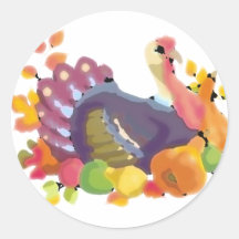 THANKSGIVING TURKEY ROUND STICKERS
