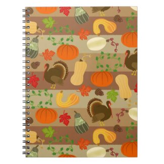 Thanksgiving Turkey Squash Autumn Harvest Pattern Note Books