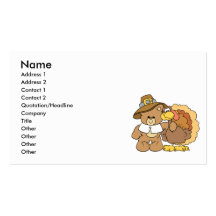thanksgiving turkey teddy bear design business card template