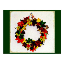 Thanksgiving Turkey Wreath Postcard