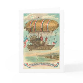 Thanksgiving Turkeys in a Blimp card