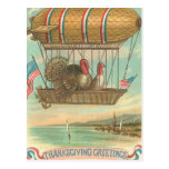 Thanksgiving Turkeys in a Blimp Postcard