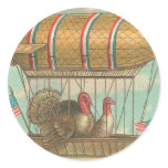 Thanksgiving Turkeys in a Blimp Round Sticker