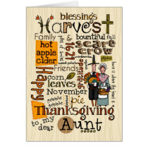 Thanksgiving Wordcloud - Aunt cards