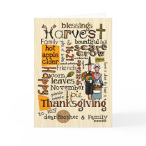 Thanksgiving Wordcloud - Brother & his Family cards