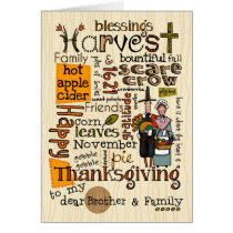 Thanksgiving Wordcloud - Brother & his Family cards
