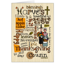 Thanksgiving Wordcloud - Cousin cards