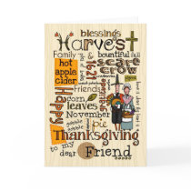 Thanksgiving Wordcloud - Friend cards