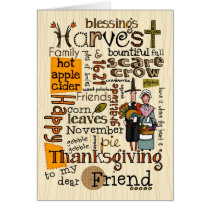 Thanksgiving Wordcloud - Friend cards