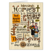 Thanksgiving Wordcloud - Girlfriend cards