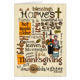 Thanksgiving Wordcloud - Goddaughter Cards
