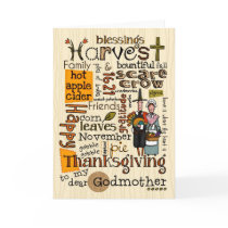 Thanksgiving Wordcloud - Godmother cards