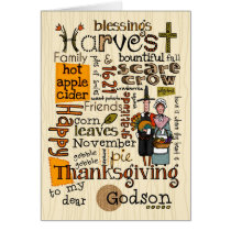 Thanksgiving Wordcloud - Godson cards