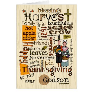 Thanksgiving Wordcloud - Godson Greeting Card
