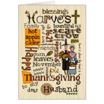 Thanksgiving Wordcloud - Husband cards