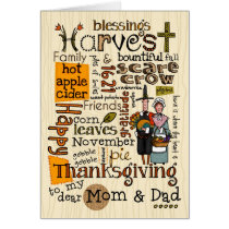 Thanksgiving Wordcloud - Mom & Dad cards