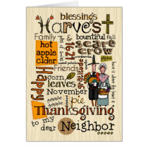 Thanksgiving Wordcloud - Neighbor cards