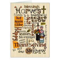 Thanksgiving Wordcloud - Nephew cards