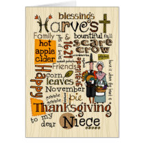 Thanksgiving Wordcloud - Niece cards