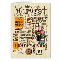 Thanksgiving Wordcloud - Sister cards