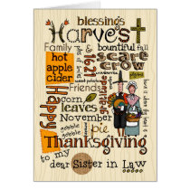 Thanksgiving Wordcloud - Sister in Law cards