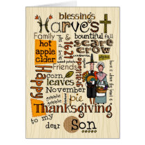 Thanksgiving Wordcloud - Son cards