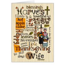 Thanksgiving Wordcloud - Wife cards