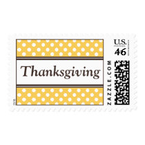 Thanksgiving Yellow Polka Dot Postage Stamps