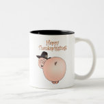 "Thankspigging" Funny Cartoon Pig Thanksgiving mugs