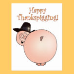 "Thankspigging" Funny Cartoon Pig Thanksgiving postcards
