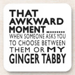 That Awkward Moment Ginger tabby Designs Beverage Coasters