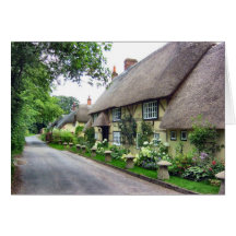 Thatched cottages greeting card