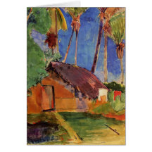 'Thatched Hut Under Palms' - Paul Gauguin Card