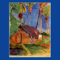 'Thatched Hut Under Palms' - Paul Gauguin postcards