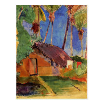 'Thatched Hut Under Palms' - Paul Gauguin Post Cards