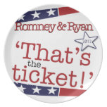 That's the ticket! Romney & Ryan 2010 Party Plate
