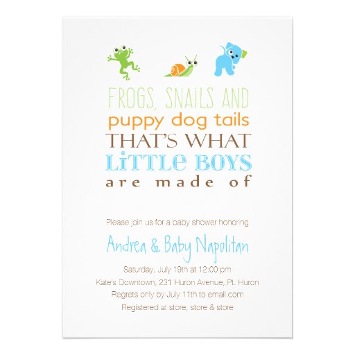 That's What Little Boys Are Made Of  | Baby Shower Personalized Invite (front side)