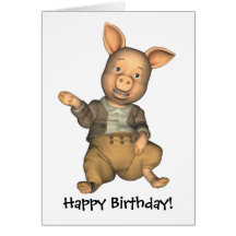 The 3 Little Pigs Dreaming Birthday Card
