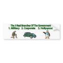 The 3 Real Branches Of The Government bumper stickers by conspiracynut The 3 Real Branches Of The Government bumper stickers