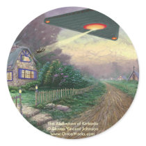 The Abduction of Kinkade, The Abduction of Kink... stickers by orionworks The Abduction of Kinkade, The Abduction of Kink... stickers