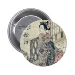 The actors by Torii,Kiyotsune Pinback Button