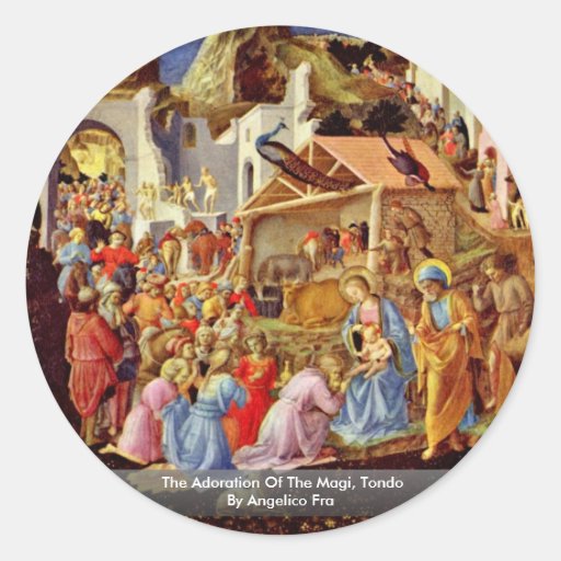 The Adoration Of The Magi, Tondo By Angelico Fra Round Sticker
